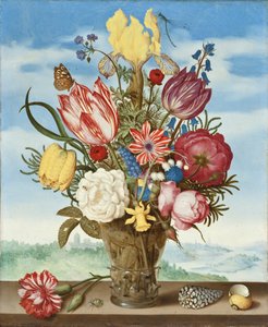 Bukett blommor på en kant